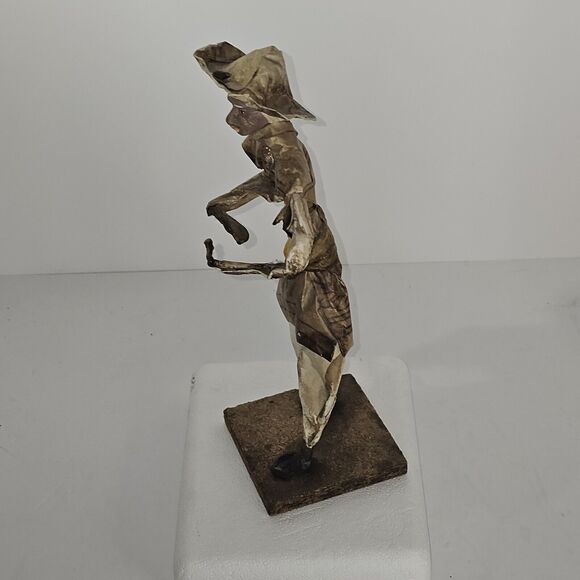 Vintage Folk Art Old Man Figurine Paper Mache Handmade Art Old Man w Mustache - Picture 5 of 11